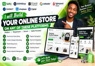 I will build shopify sellfy shift4shop ecwid webador showit shopbase carrd website store design