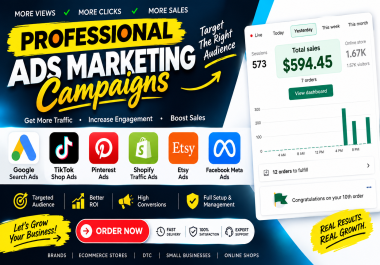 I will do Google search ads Pinterest shopify etsy fb meta ads