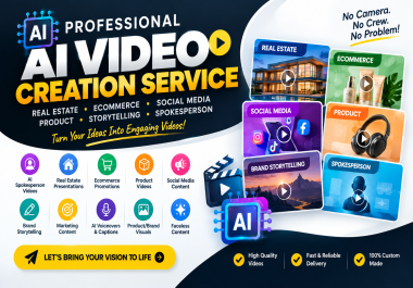 I will create ai real estate storytelling spokesperson ecommerce social media product faceless video