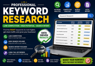 I will do professional SEO keyword research with low competition keywords