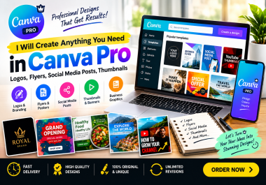 I Will Create Anything You Need in Canva Pro - Logos,  Flyers,  Social Media Posts,  Thumbnails