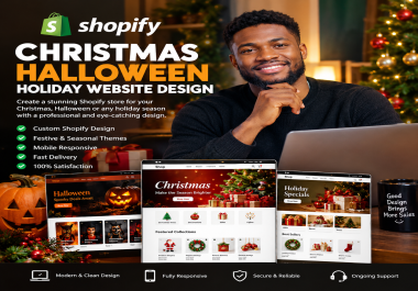 I will design create shopify christmas hallowen holiday website design