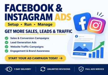I will create Facebook and Instagram Ad Campaign Service for your Business or Custom Projects