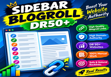 Provide 45 DR50+ High Quality SIDEBAR BLOGROLL Backlinks