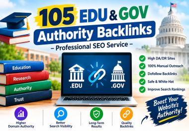 105 EDU & GOV Authority Backlinks - Professional SEO Service