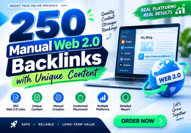 I will Create 250 Manual Web 2.0 Backlinks with Unique Content