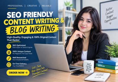 I will write SEO friendly content,  blog posts and articles that engage readers