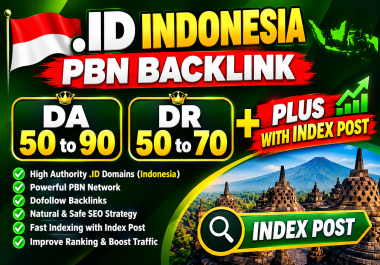 build 145. ID Indonesia PBN backlinks DA50-90 DR50-70 with index post