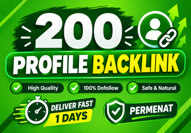 200 SEO Profile Backlinks Permanent High Authority DA100-50