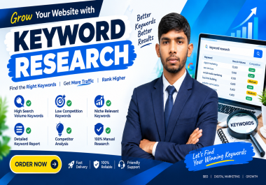 I will do professional Keyword Research with MSV, CPC, DA&lt 50, KD-50, Intent, On-page difficulty,  Off-pa