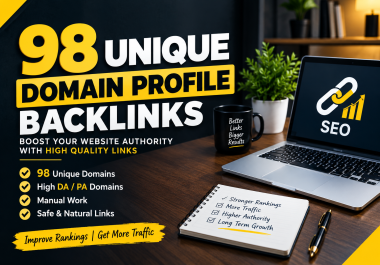 I Will Build 98 Unique Domain Profile Backlinks high quality SEO Backlinks with high DA