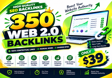 I will create 350 powerful Web 2.0 backlinks with contextual SEO content
