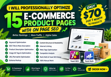 I will professionally optimize 15 E-Commerce product pages with on page SEO