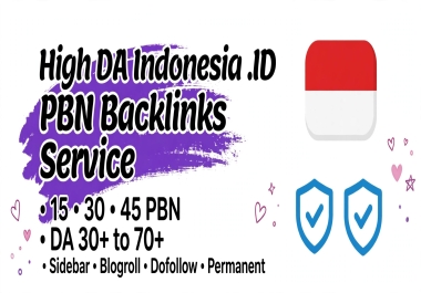 I will do 15 30 45 High DA 30 to 70 Indonesia. ID PBN Sidebar Blogroll Dofollow Permanent Backlinks