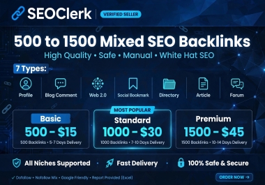 I will build 500 to 1500 mixed SEO backlinks with 7 link types