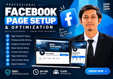 I will professionally set up and optimize your Facebook business page