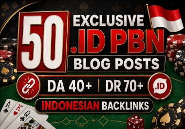 50 Exclusive. ID PBN Blog Posts DA 40+ DR 70+ Indonesian Backlinks