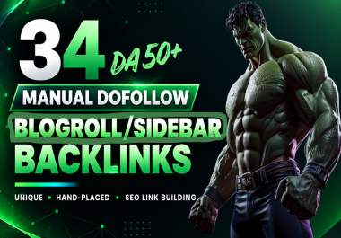 DA 50+ Manual PBN 34 Blogroll Sidebar Unique dofollow backlinks