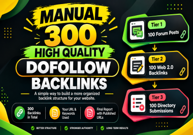 Get 300 Dofollow Backlinks Organized Into a 3-Tier SEO Strategy