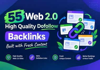 55 Web 2.0 High quality dofollow Backlinks built with Fresh Content