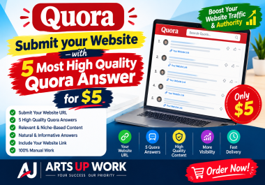I will submit your website with 5 high quality Quora answers and website links