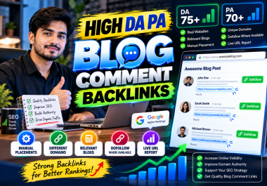 I will build high DA PA blog comment backlinks manually