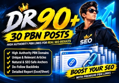 30 High Authority DR 90+ PBN Backlinks Premium PBN Posts for SEO