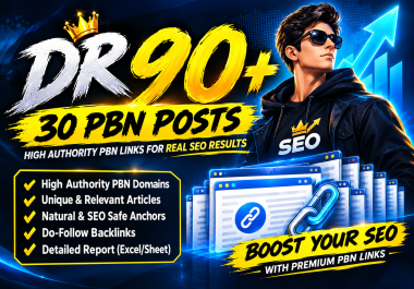 30 High Authority DR 90+ PBN Backlinks Premium PBN Posts for SEO