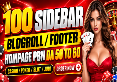 100 Sidebar Blogroll Permanent PBN Backlinks DA 50 Plus Get Google Casino gaming poker