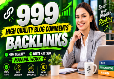 999 High Quality Blog Comments DoFollow Backlinks On DA 30+ Dr 20+