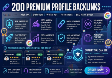 I will build 200 top quality high DA profile SEO backlinks for google ranking