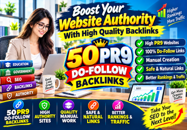 I will create 50 P.R.9 high-authority profile backlinks-manual for website ranking