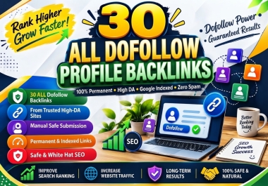 I will build 30 all dofollow powerful profile backlinks for top Google ranking