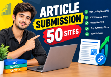 50 Article Submission Backlinks on unique Sites