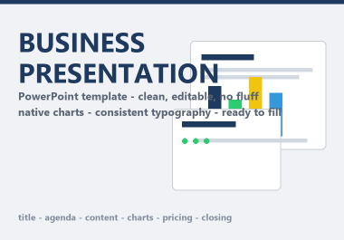 I will design a clean business PowerPoint presentation with editable charts