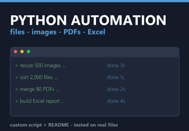 I will write a Python script to automate your files,  images,  PDFs and Excel reports