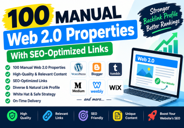 I Will Build 100 High-Quality Manual Web 2.0 Backlinks for Your Website