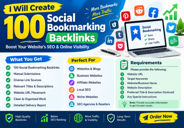 I Will Create 100 High Quality Social Bookmarking Backlinks