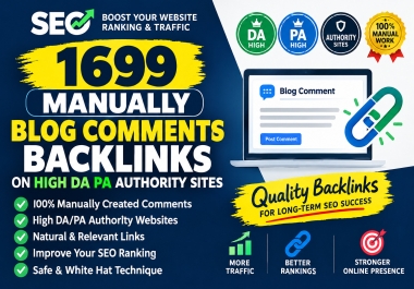I Will do 1699 Blog Comment Backlinks Manually on High DA PA Authority Sites