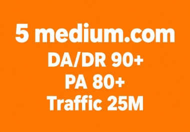 I Will Provide 5 Medium. com Backlinks With DA/DR 90+ PA 80+ & 25M Traffic
