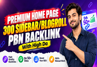 Premium Home Page 300 Sidebar/Blogroll PBN Backlinks with High DA 50+