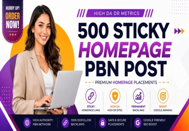 500 Sticky Homepage PBN Backlinks on High DA DR Sites Permanent DoFollow SEO Links