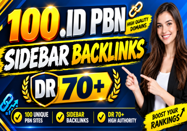 100 Premium. ID PBN Sidebar Backlinks DR 70+ DA 40+ High-Authority SEO Links