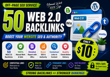 Give you 50 Web 2.0 backlinks for SEO and website authority
