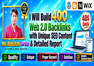 I will create 400 Web 2.0 backlinks with unique content