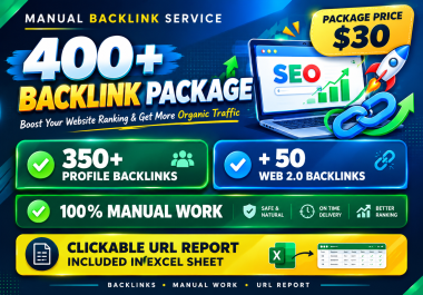 I will do 400+ manual backlinks including profile and web 2.0 creation with full report.