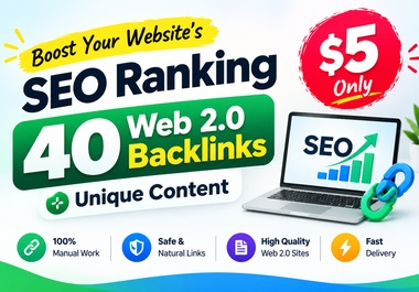 I will build 40 permanent Web 2.0 backlinks for high SEO rankings