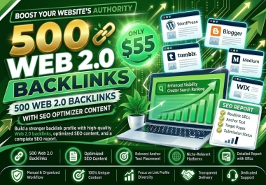 I Will Create 500 Web 2.0 Backlinks with SEO Optimized Content