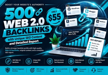I Will Create 450 Web 2.0 Backlinks with High-Quality Content and Complete SEO Report