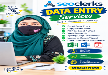 I acwill do curate data entry,  copy paste,  Excel,  PDF to Word and web research